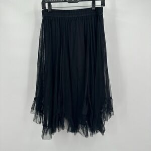 Womens Whimsigoth Dark Romance Black Tulle Layered Skirt Size‎ L Asymmetric Hem